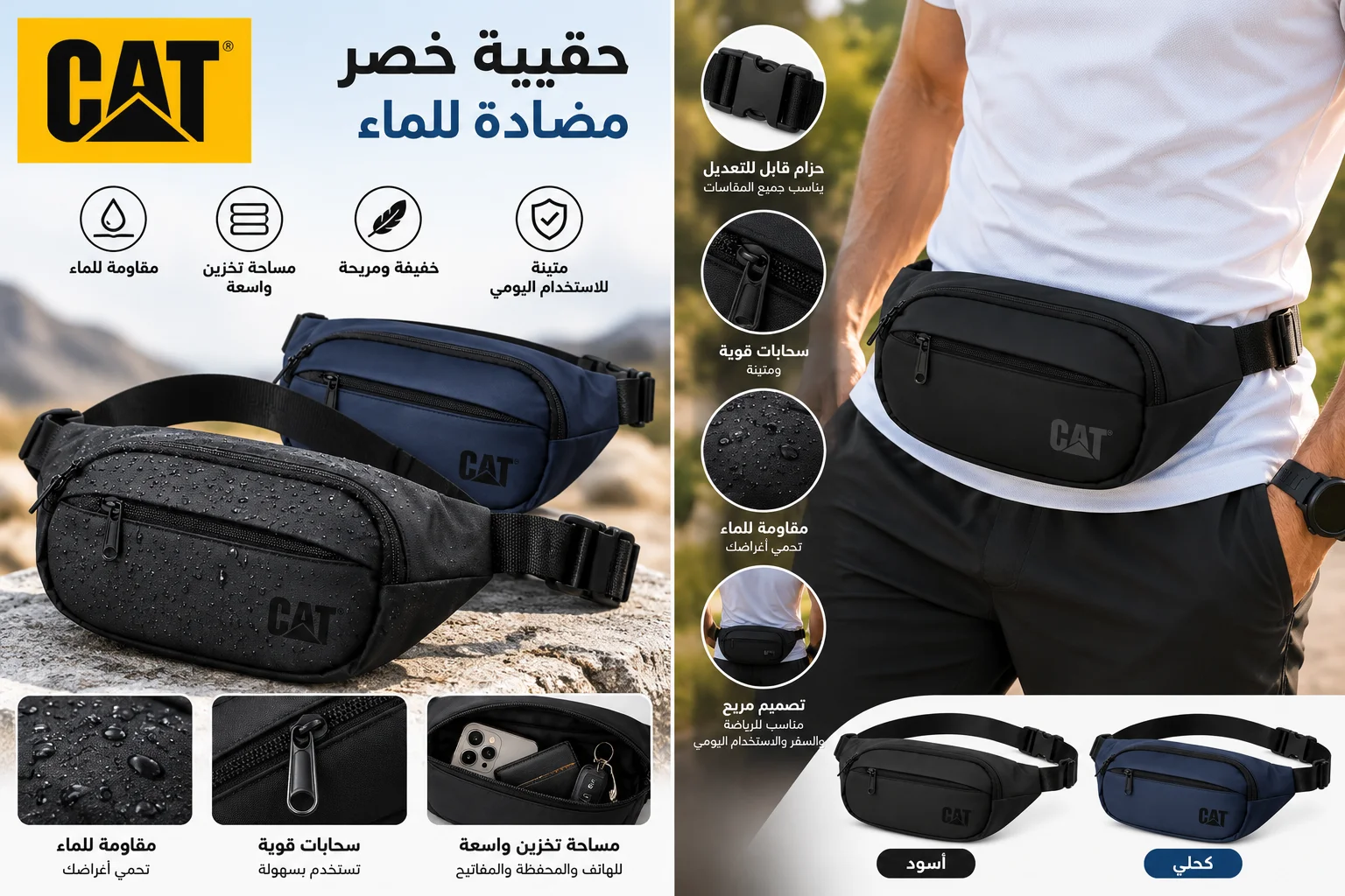 حقيبة خصر مضادة للماء