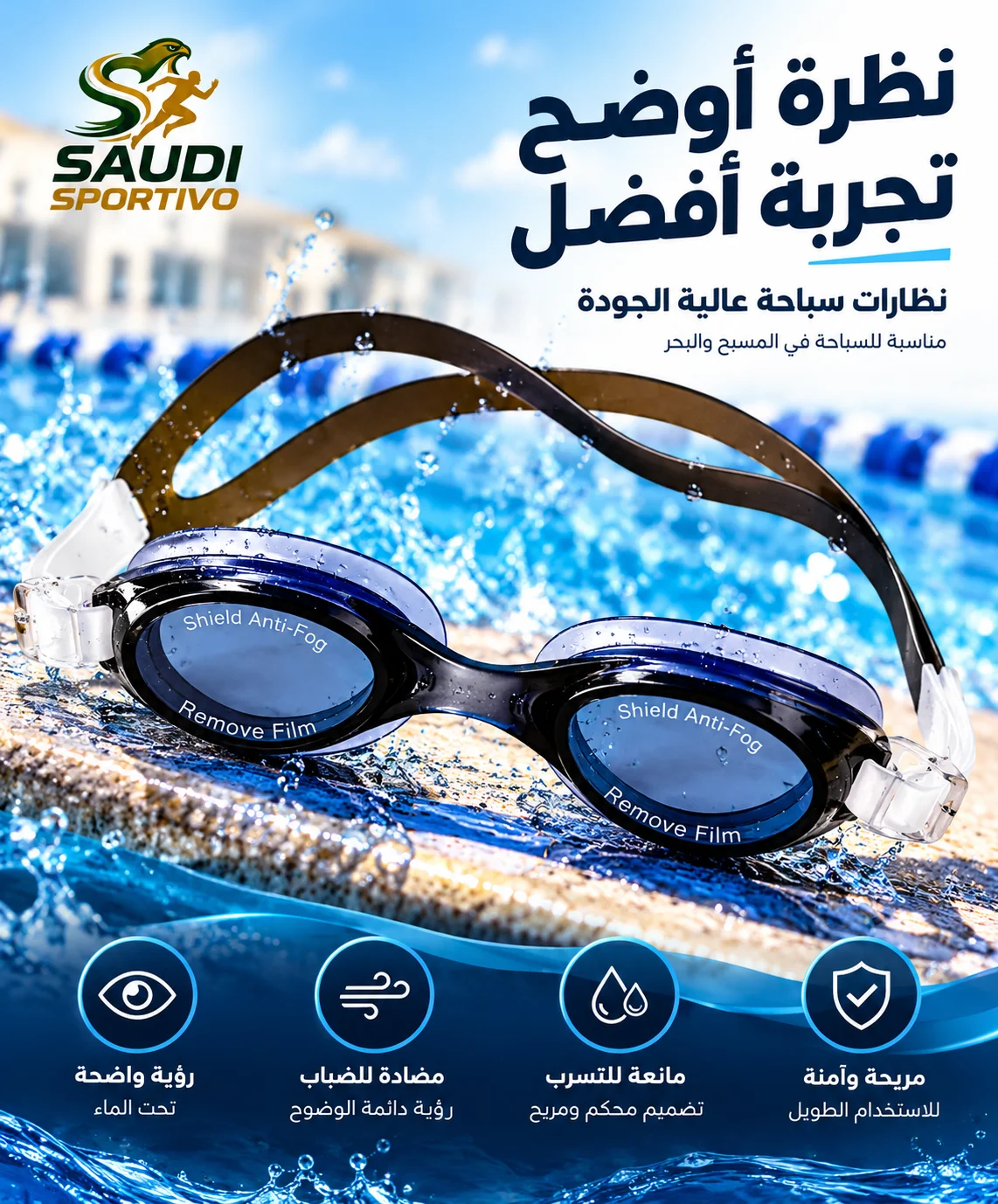 نظارة سباحة مضادة للضباب